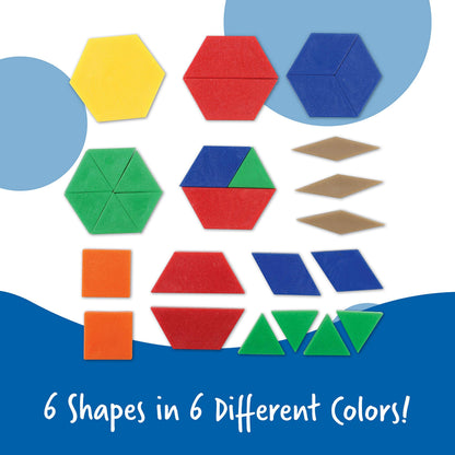 Learning Resources Plastic Pattern Blocks 250 Set - Classroom Must Haves, Math Teaching Tools, Homeschool Supplies, Math Manipulatives