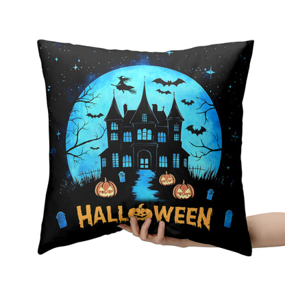 Kwlegh Halloween Pillow Covers 18x18 Set of 2 Witch Castle Throw Pillow Covers Horror Full Moon Night Pillow Case Bat Ghost Pumpkin Cushion Case for Holiday Party Home Decor Couch Sofa