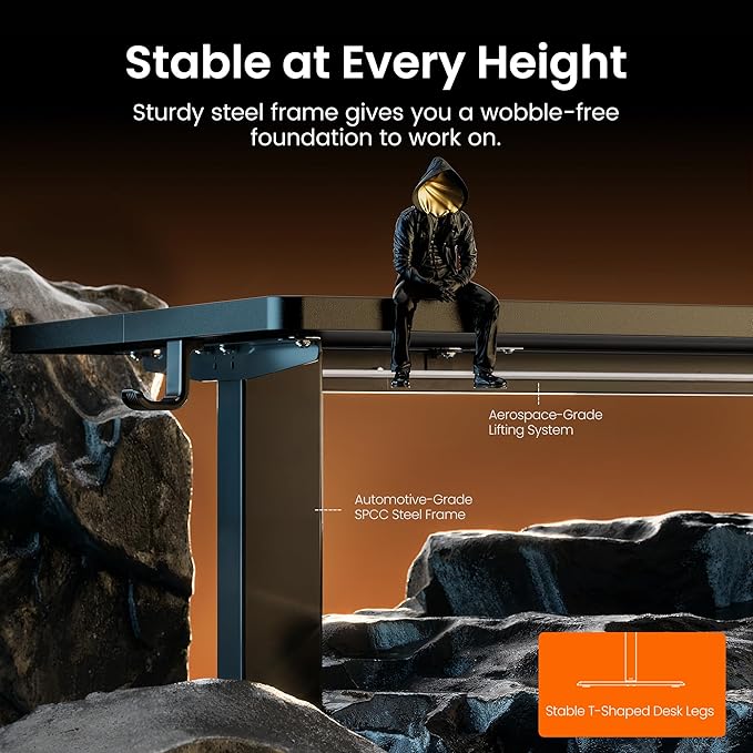 ErGear 55 x 28 Inches Height Adjustable Electric Standing Desk, Sit Stand up Desk, Memory Computer Home Office Desk, Black