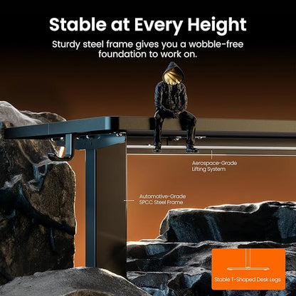 ErGear 55 x 28 Inches Height Adjustable Electric Standing Desk, Sit Stand up Desk, Memory Computer Home Office Desk, Black
