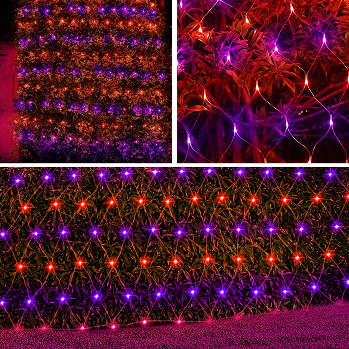 weillsnow 198 LED Halloween Net Lights,9.8FT*6.6FT Connectable Plug in Waterproof Mesh Lights with 8 Modes, Halloween Decorations Outdoor for House, Garden, Bush Decor