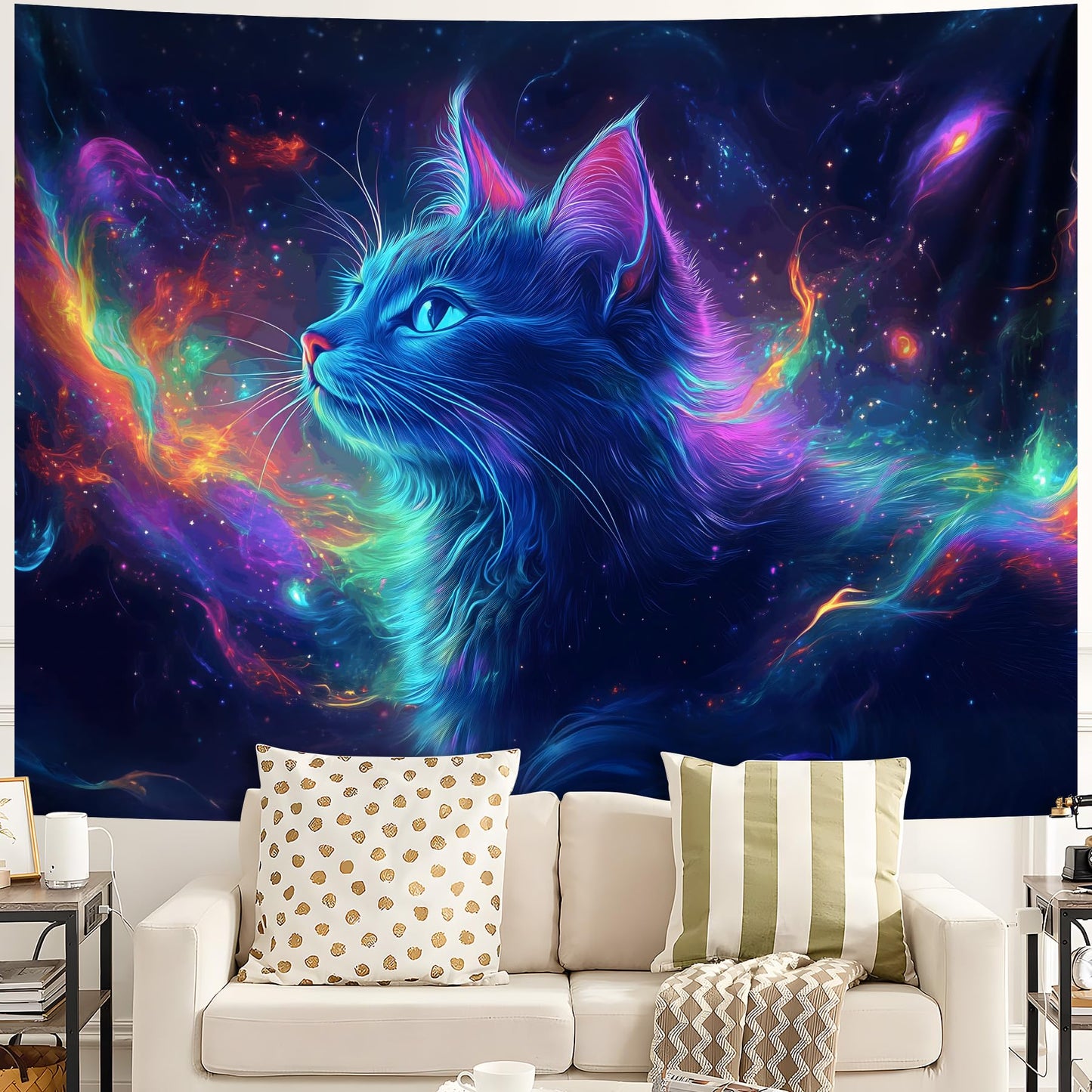 BVBOX Blacklight Tapestry,Animal Tapestry Glow In The Dark,UV Reactive Black Light Upright Posters Wall Hanging for Bedroom Dorm Living Room Backdrop Decor (Spider, 90" L x 70" W)