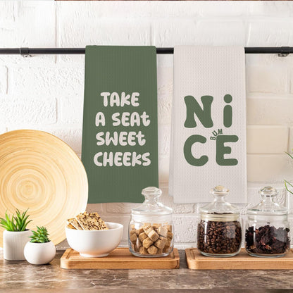 GWFSJYU Sage Green Hand Towels for Bathroom Set of 2, Sage Green Funny Dish Tea Towels, Funny Humorous Decorative Hand Towel for Kitchen, 16x24 Inch