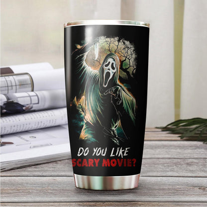 Horror Movie Character Inspired Tumbler 20 Oz, My Level Of Sarcasm Depends On Yoiur Lavel Of Stupidity Tumbler, Gifts Idea for Horror Movie Fans, Stainless Steel Water Bottle for Hot & Cold Drinks
