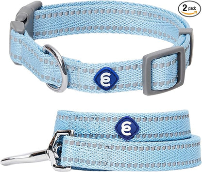 Blueberry Pet Dog Leash & Collar Set - Puppy Essentials, Gentle Leader for Dogs, Adjustable for Small Dogs, Reflective Safe Walking Gear, Fashion for Girl Dog Owners, Heavy Duty Leashes