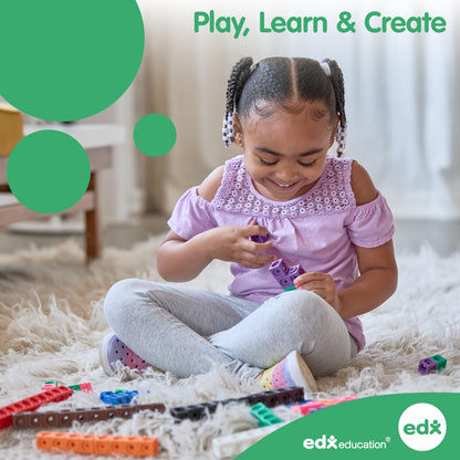 edxeducation Four Color Plastic Base Ten Blocks - 121 Pieces - Hands-on Math Manipulative for Kids - Teach Number Concepts, Place Value and Measurement - Math Learning Tools for Kids