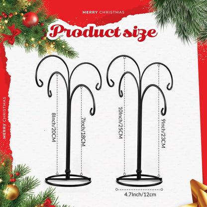 Otoolling 4 Arms Ornament Display Stand Holder 12 Inch Christmas Hanger Hook Dog Cat Glass Ball Bauble for Christmas Wedding Home Office Decoration(Black)