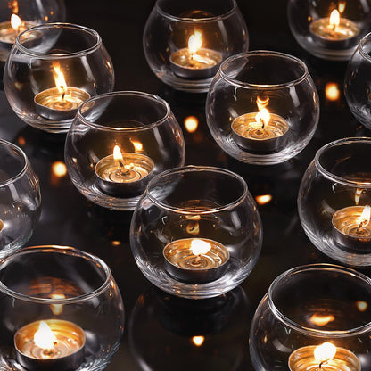 LAMORGIFT 36 Pcs Glass Candle Holders for Table Centerpieces- Small Clear Votive Candle Holders Bulk for Wedding, Bridal Shower, Birthday Party Table Decorations, Fits Standard Tealights