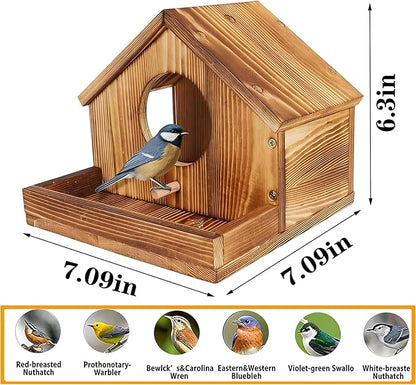 ‌Wooden Bird Nest House with Felt Cover-Detachable Hanging Hammock Bed for Parakeets, Budgies, Cockatiels, Lovebirds, Conures, Canaries, All-Season Perch Hideaway for Birdcage (Wood Color)