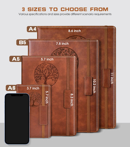 Biuwory B5 Leather Journal Notebook, 256 Lined Pages, Hardcover 7.8"×10.2"