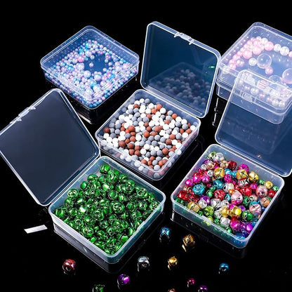 Jetec 6 Pieces Mini Plastic Clear Beads Storage Containers Box for Collecting Small Items, Beads, Jewelry, Business Cards, Game Pieces, Crafts (3.7 x 3.7 x 1.2 Inch)