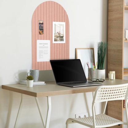 Large Arched Felt Bulletin Board - Stylish Perfectly Sized 35" x 24" Cork Board Alternative for Office & Wall Decor – 6 Customizable Adhesive Tiles with Pins are Perfect to Display Your Photos