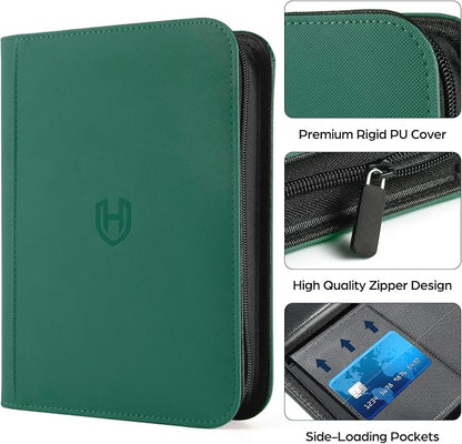 Card Binder 4 Pocket with Zipper, 288 Pockets Trading Card Holder Book, Premium PU Cover Zip Folder Binder, Side Loading Carrying Case Binder Album for TCG, MTG, Sports Cards, Game Cards