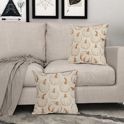 Aytipun Fall Pillow Covers 20x20 Set of 2 Burnt Orange Pumpkin Autumn Harvest Decorative Pillowcases Outdoor Throw Cushion Case Sofa Couch Bed Decor