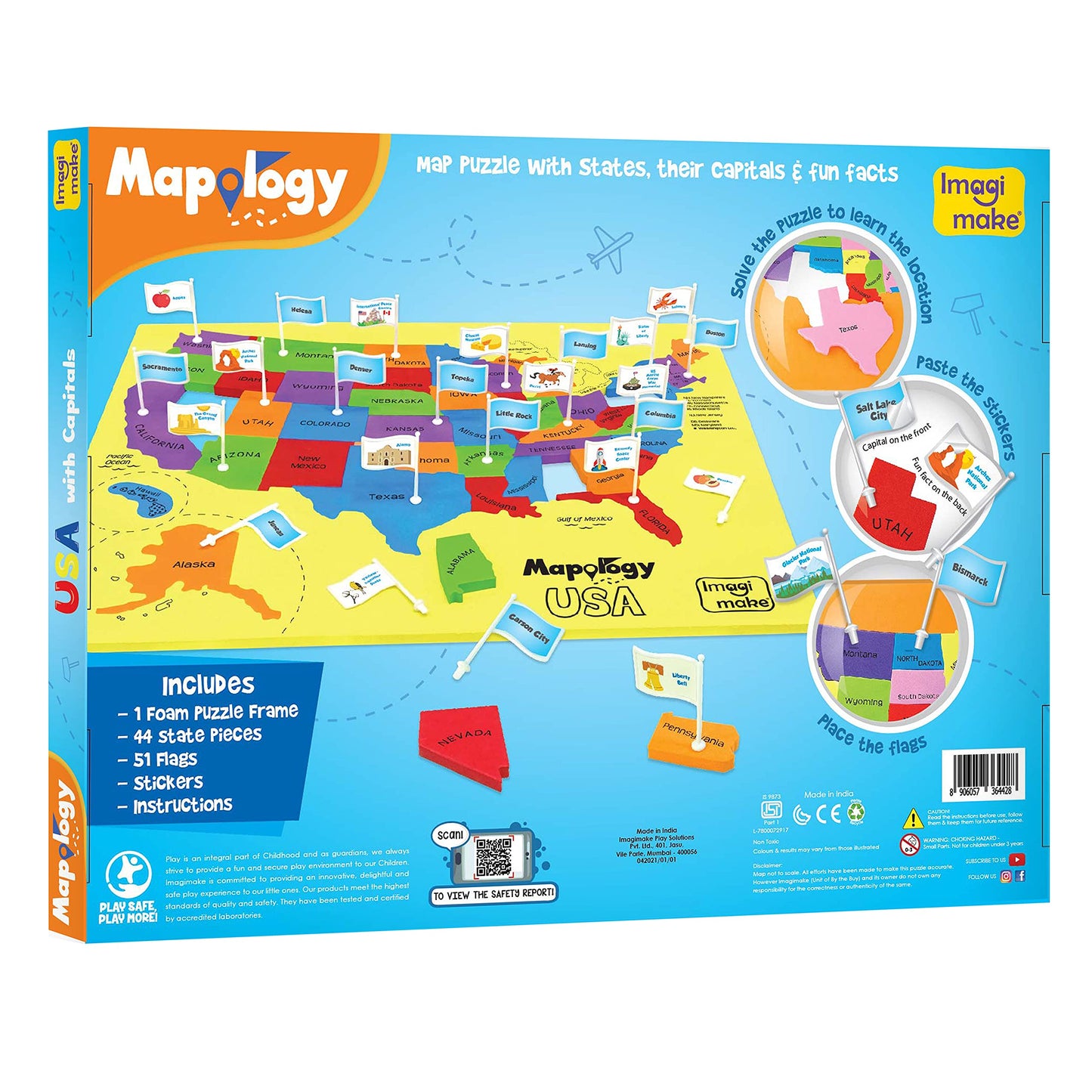 Imagimake Mapology USA Map with Capitals | Learning States and Capitals | US Geography Games | Jigsaw Puzzles for Kids Ages 8-10 | Educational Gifts for Kids Age 5,6,7,8,9,10,11,12,13,14,15