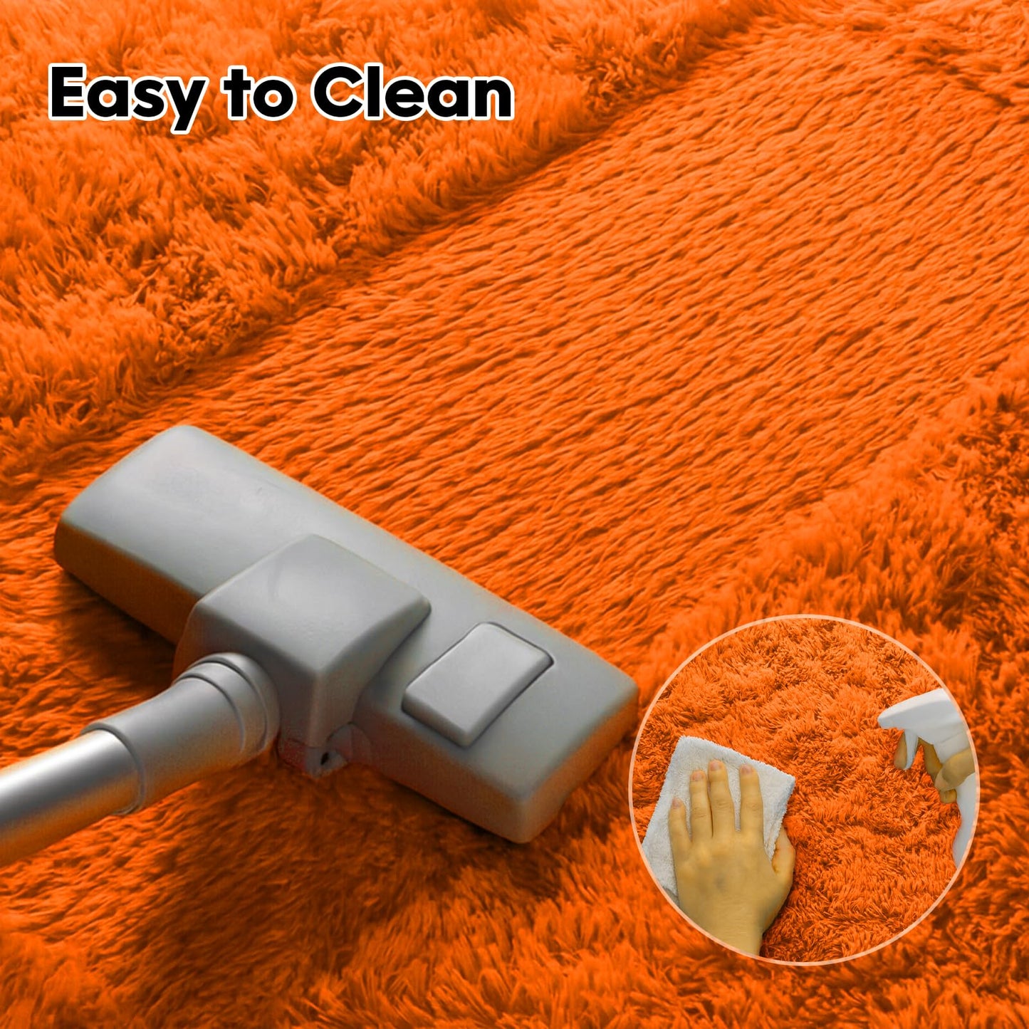 Mtandyx 5x7 Plush Fluffy Area Rugs, Large Soft Carpet, Upgraded Non-Slip Rectangular Rug for Living Room, Bedroom, Kids Room, Dorm,Modern Home Decor Aesthetic,Orange.
