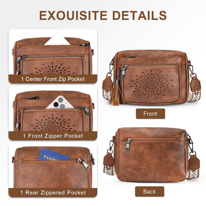 APHISON Crossbody Purse for Women，Small Crossbody Bags Trendy Vegan Leather Shoulder Handbags with Adjustable Strap and Tassel