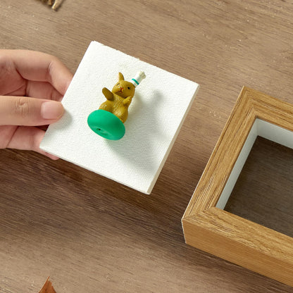 RTZQQIN 3x3 Mini Shadow Box Display Case Picture Frame with Soft Linen Back,Small Wood Color Shadow Box 3x3 for Flowers Medal Display Case Jersey pet Graduation Memorabilia Baby Ltems Crafts Photos