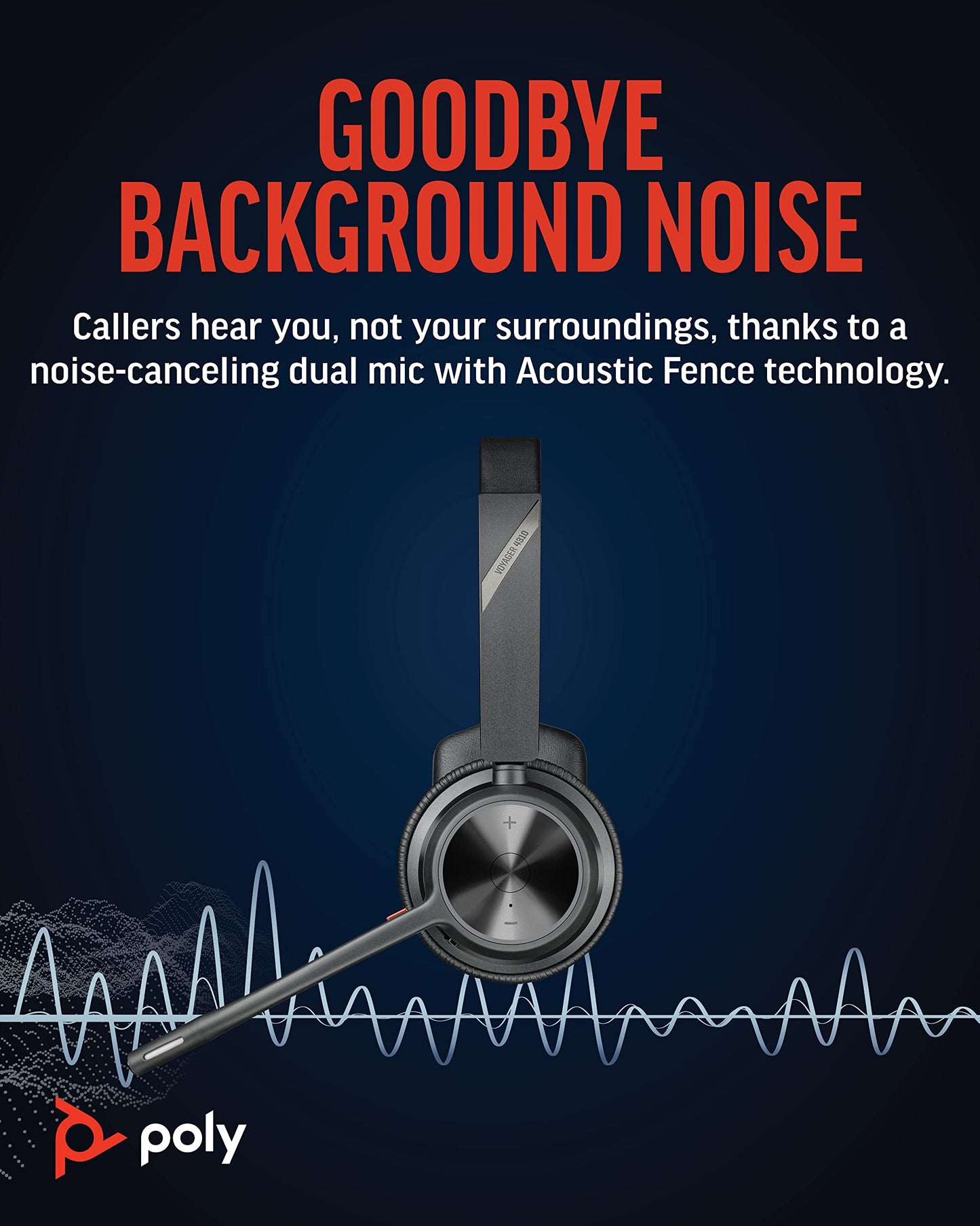 Poly Voyager 4310 UC Wireless Headset (Plantronics) - Single-Ear Bluetooth Headset w/Noise-Canceling Mic - Connect PC/Mac/Mobile via Bluetooth - Works w/Teams, Zoom, & More - Amazon Exclusive