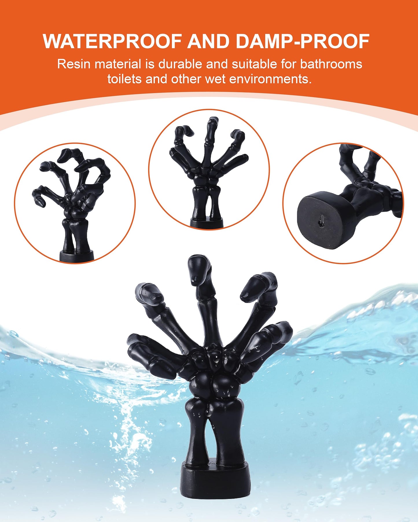 SPIEASSE Upgraded Multifunctional Ghost Hand Hooks - Resin Wall Hangers with 5 Hooks, Waterproof Bathroom Hooks for Halloween, Skeleton Hands Coat Hooks, Cool Towel Holders