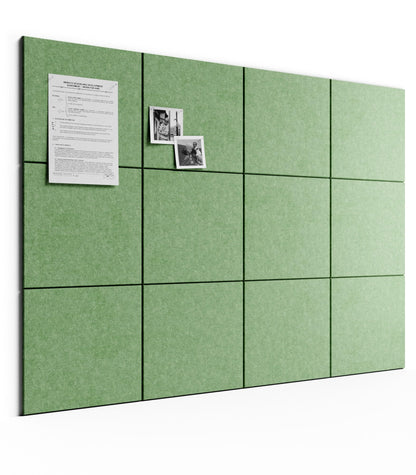 Bumusty Large Cork Board 48" x 36" Alternative - 12 Pack Felt Wall Tiles with 70 Safe Removable Adhesive Tabs, 30 Pushpins, Cork Boards for Walls Pin Board Bulletin Board Office Decor (Moss Green)