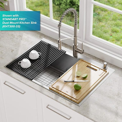 Kraus Multipurpose Over-Sink Roll-Up Dish Drying Rack, Colander and Trivet in Black, KRM-10BLACK (Pack of 4)