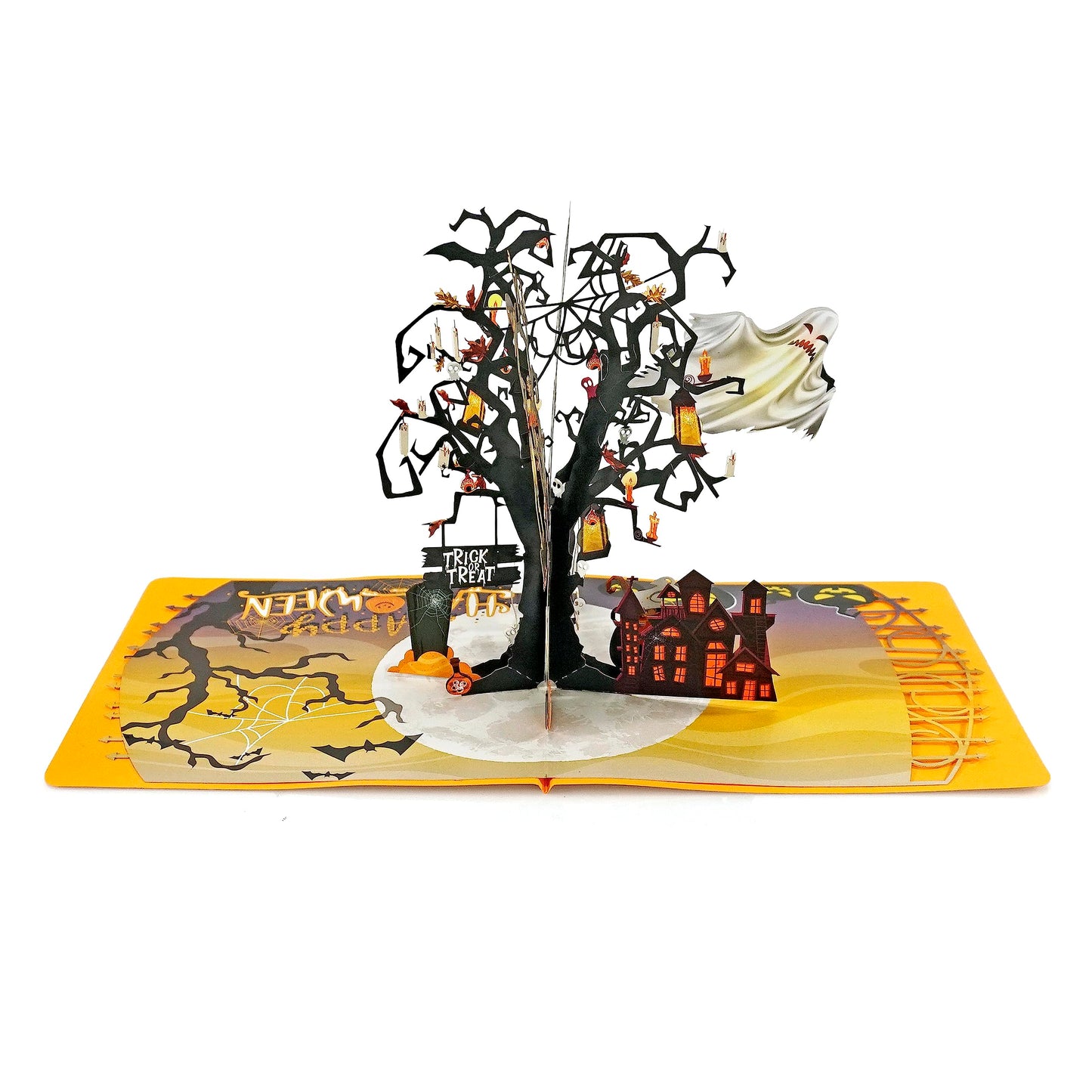 CUTPOPUP Halloween Card Pop Up, Trick or Treat, 3D Birthday Greeting Halloween Card (Ghost Tree)