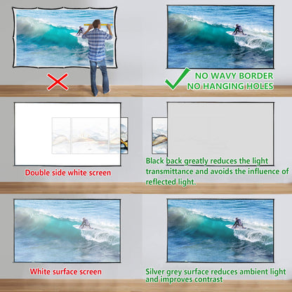 Portable Projector Screen 120 inch with Stainless Telescopic Pole Frame