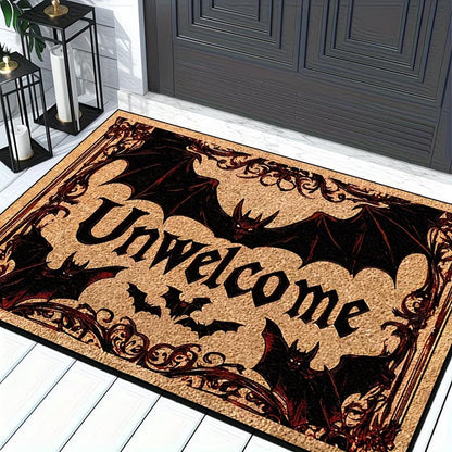 GRITOSE 19 * 31inch Halloween Door Mat Cashmere Unwelcome Design Door Mat with Bat Designs Doormats for Festival Party Front Spooky Decor Halloween Home Gothic Supplies