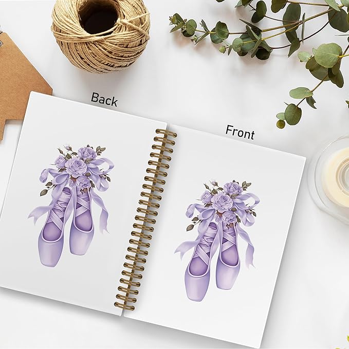 Purple Bow Ballet Dance Journal Notebook, Coquette Dancing Spiral Notebook, Ballet Dancer Teacher Gifts Notebooks for School Work, Ballerina Dance Office Supplies Gifts for Girls Women, 5.5x8.3