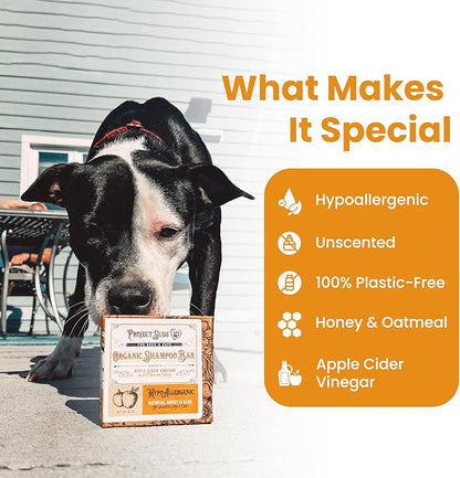 Project Sudz Oatmeal and Honey Dog Shampoo Bar | Hypoallergenic | Sensitive Coat | Made with Apple Cider Vineger | for Dogs and Cats