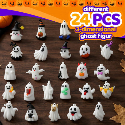 ONLYMISS Halloween Ghost Figures Party Favors Gifts, Goodie Bag Stuffer for Kids Boys Girls in Treat of Treating from Adult, Halloweens Exchange Gifts with 24 Pcs Collectible Ghost Figurines Toys