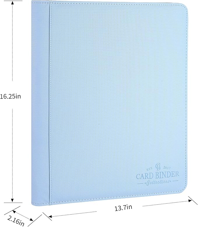 Toploader Binder,Toploader Hard Cases, 9-Pocket Pages Sleeves Hold up 288 Cards.Toploader Card Binder with Sleeves for “3×4” rigid，Card Holder(Light Blue)
