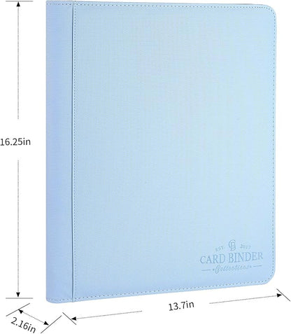 Toploader Binder,Toploader Hard Cases, 9-Pocket Pages Sleeves Hold up 288 Cards.Toploader Card Binder with Sleeves for “3×4” rigid，Card Holder(Light Blue)