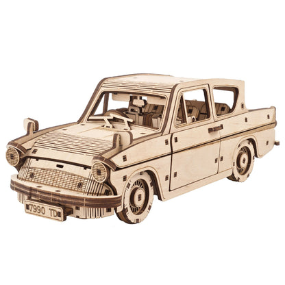 UGEARS Wooden 3D Puzzles for Adults - Flying Ford Anglia Harry Potter Puzzle 3D – Harry Potter Flying Car Building Kits for Adults DIY Model Kit with Spring Drive