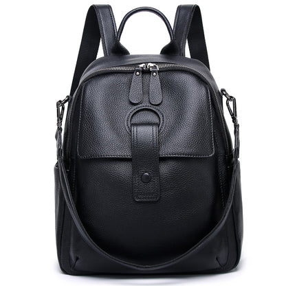 Wesccimo Genuine Leather Backpack Purse For Women Black Real Soft Leather Travel Convertible Ladies Shoulder Bag