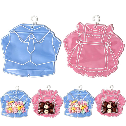 KTBANBANNEY 30 Pack Birthday Party Favor Bags, Cute Outfit Shaped Clear Zipper Gift Bags with Hook, Reusable Goodie Bags for Baby Shower, Candy Treat Pouches for Party Supplies