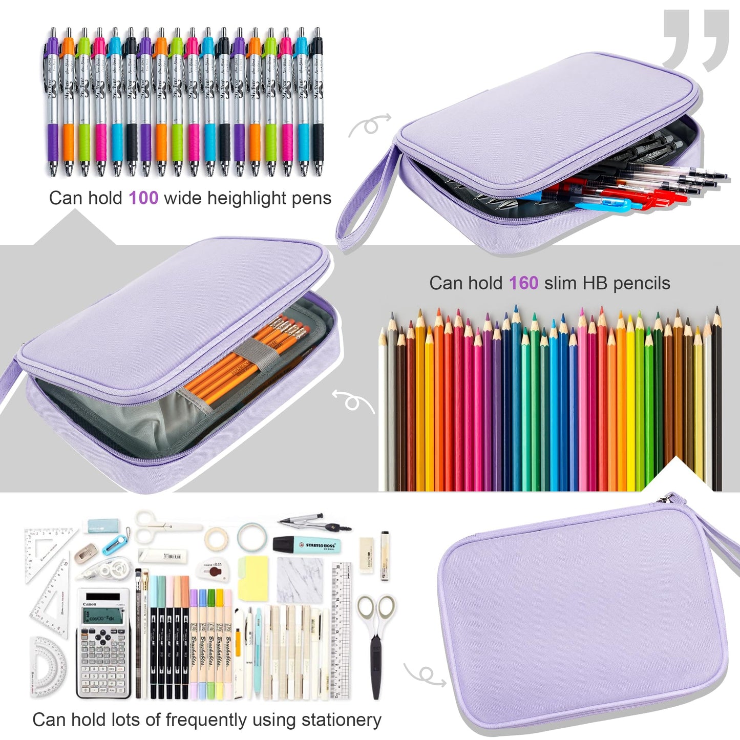 Zannaki Big Capacity Storage Pouch Marker Pen Pencil Case Simple Stationery Bag Box Art Tool & Sketch Storage Boxes for Bullet Journal Middle High School Office College Student Girl Women Adult Teen