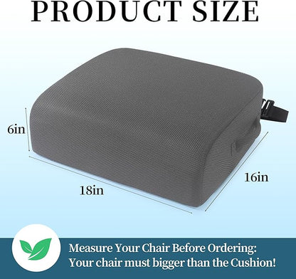 MABOZOO Extra Thick Chair Cushions,Office Chair Booster Seat Cushion to Raise Seat Height for Pain Relief,18 x 16 x 6 inch Non Slip Memory Foam Thick Cushion with Carry Handle（Dark Grey）