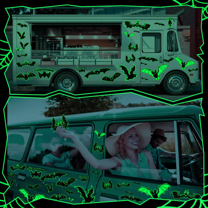28 Pcs Halloween Magnets Decoration Glow Halloween Car Bats Magnet Stickers Luminous Fridge for Garage Metal Door Kitchen Spooktacular Decoration