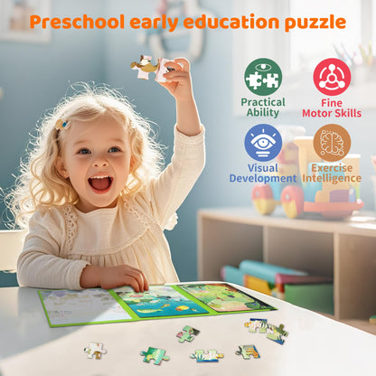 Magnetic Puzzles for Toddlers 3-5 60PCS-3 Animal Themes Magnetic Puzzles for Kids 4-6 Travel Puzzle for Airplane/Car/Road Trip/Gift Toys for 3 4 5 6 7 8 Girls and Boys