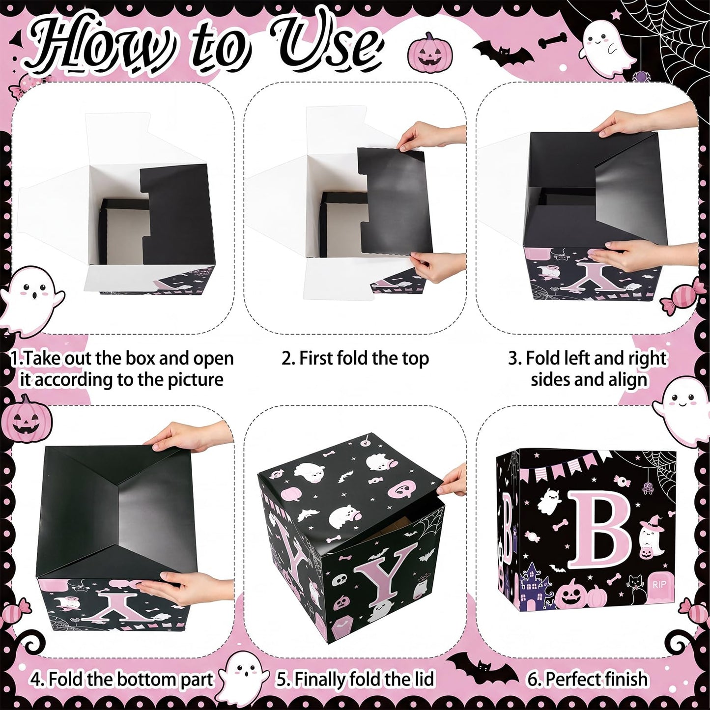 AmazingSpark 4 Pcs Pink Ghost Halloween Baby Shower Boxes with Letters Halloween A Little Boo Is Almost Due Candy Box Decor with Letters Blocks Baby Shower Centerpiece for Party Backdrop