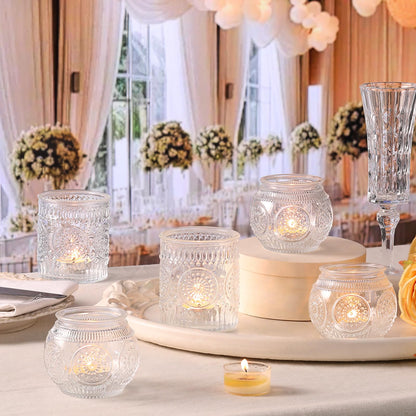 DARJEN Clear Votive Candle Holder Set of 20, Upgraded Size Tea Light Candle Holder Glass for Wedding Table Centerpieces, Elegant Bulk Votive Holders for Party, Proposals and Wedding Shower
