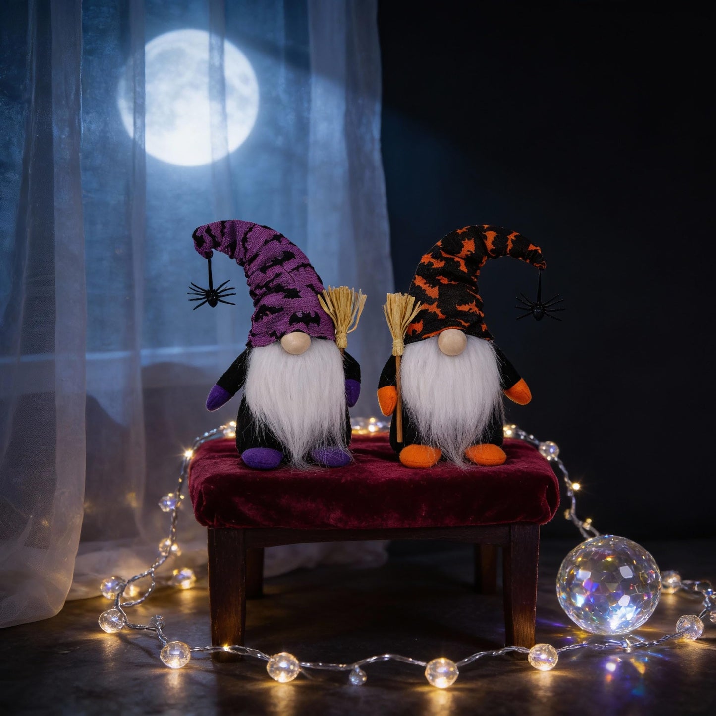 Cuiforest Halloween Gnomes Decor - Spider Elf Figurine Plush Witch Decorations Table Gifts (Purple)
