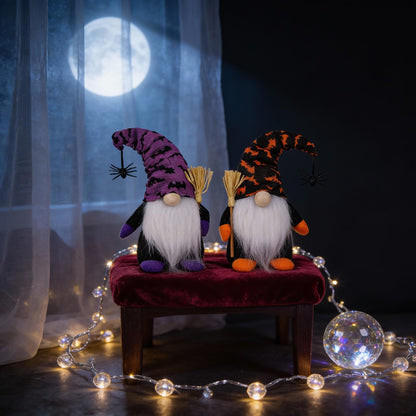 Cuiforest Halloween Gnomes Decor - Spider Elf Figurine Plush Witch Decorations Table Gifts (Purple)