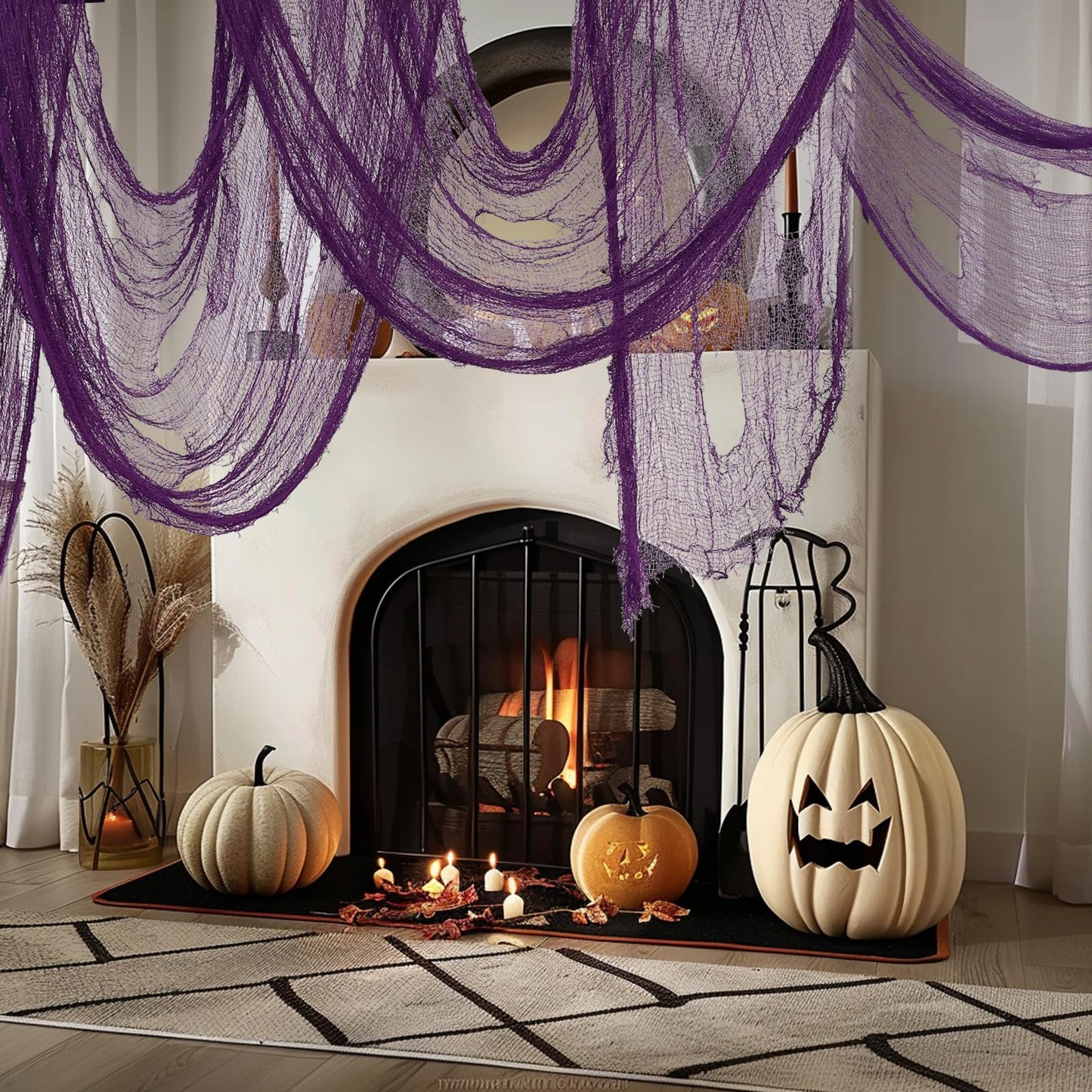 succulentlovers 316x 80 Inch Purple Halloween Creepy Cloth - Large Halloween Spooky Cloth Indoor Outdoor Scary Creepy Gauze Haunted House Decoration for Halloweens Party Supplies