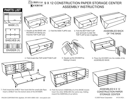 Classroom Keepers 9" x 12" Construction Paper Storage, 15-Slot, White, 9-3/8"H x 29-1/4"W x 12-7/8"D, 1 Unit