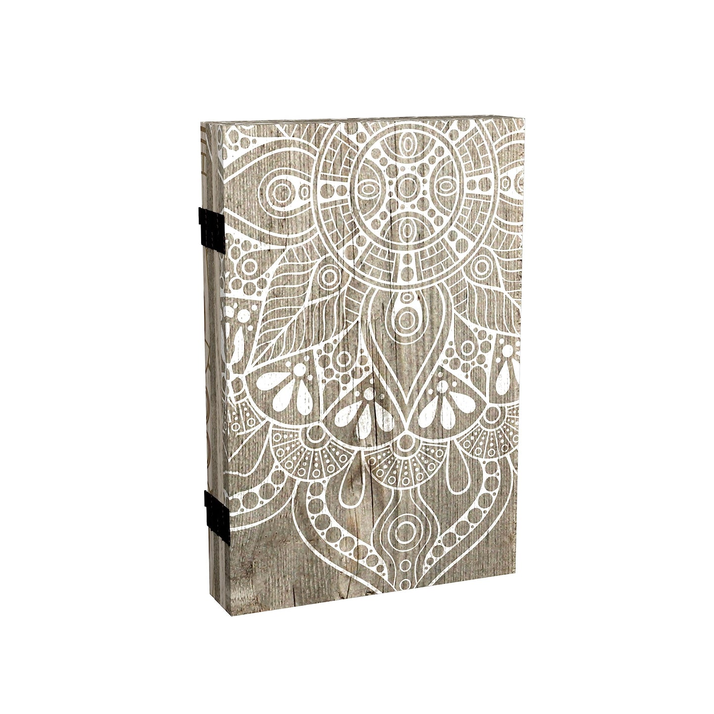 Red Lantern 2 ft. Short Double Sided Mandala on Oak Canvas Folding Screen 4 Panel Freestanding Partition and Separator for Modern and Contemporary Bedroom, Home Office, Studio, Dorm, Apartment