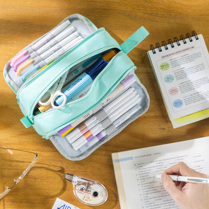 CICIMELON Large Capacity Pen Pencil Case with 4 Compartments, Multi-Slot Pencil Pouch Bag Aesthetic School Supplies Organizer for Teens Adults (Mint Green)