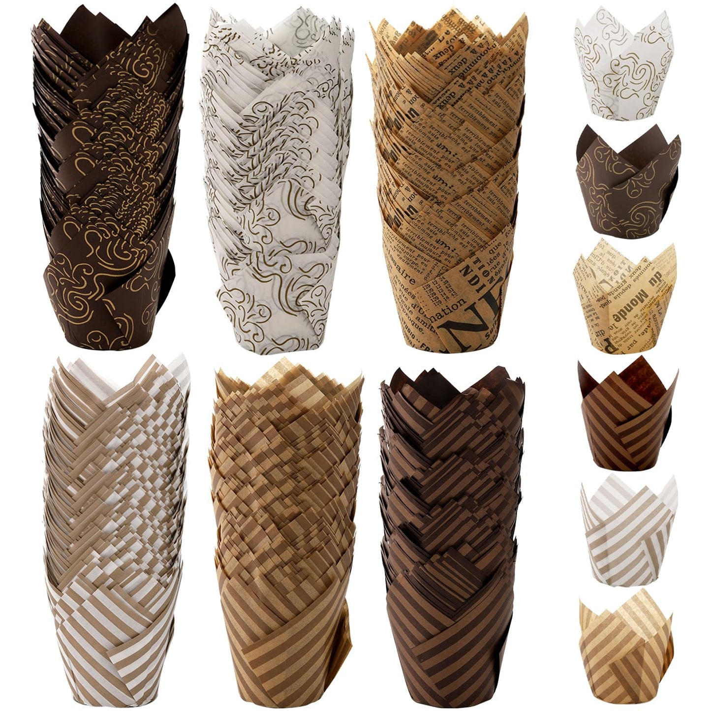 Lawei Set of 300 Tulip Cupcake Liner - Baking Paper Cups Muffin Liners Wrappers for Weddings, Birthdays, Baby Showers